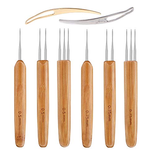 AUGSUN 8 Pcs Dreadlock Crochet Hook Tool, Braid Hair Dreadlocks Needle Weaving Crochet
