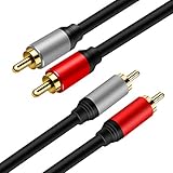 2RCA to 2RCA Cable 65Ft, Gold-Plated 2 RCA Male to 2 RCA Male Stereo Audio Cable for Home Theater, HDTV, Gaming Consoles, Hi-Fi Systems (65Ft/20M)