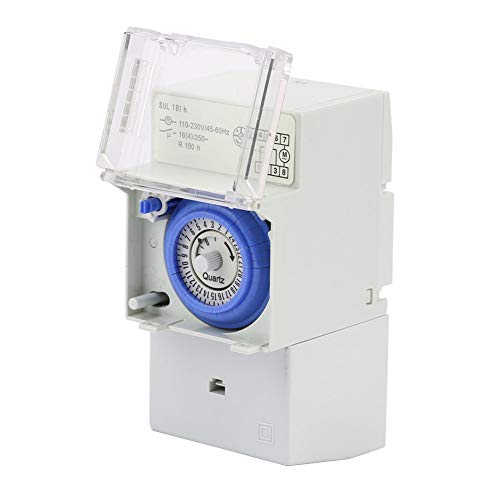 24 Hour Mechanical Timer, 30 Minute Intervals Programmable 24h Time Switch for Outdoor, Din Rail Mount, AC110-230V, 48 ON Off per Day, for Appliances and More