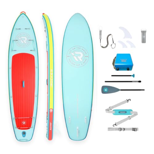 iROCKER All Around 11 7.0 Inflatable Stand Up Paddle Board Premium SUP and Accessories - Made for All Skill Levels - Speed and Stability (Punch Bowl)