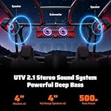 Ehaho 2.1CH Stereo UTV Sound Bar(Subwoofer) and Speakers, Bluetooth ATV Soundbar with RGB Lights, Waterproof Golf Cart Speakers, Marine Sound bar Compatible with SXS Polaris RZR Can-Am