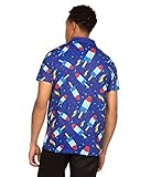 Tipsy Elves Golf Shirts for Men - Performance Athletic Fit Men's Golf Polo Shirts for Men w/Moisture Wicking Stretch Fabric - Men's Blue Grand Finale Golf Polo Size X-Large