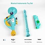 Generic Toddler Musical Instruments Toy, Trumpet, Harmonica, Recorder Flute for Kids Baby, Musical Toys Set for Children, Gifts for Boys Girls Ages 2 3 4 5, Blue