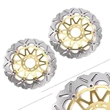 Liru 1 Set Front Brake Disc Rotors Gold Stainless Steel For Kawasaki ZXR750R Ninja ZX9R ZZR1100 ZX12R ZZR1200