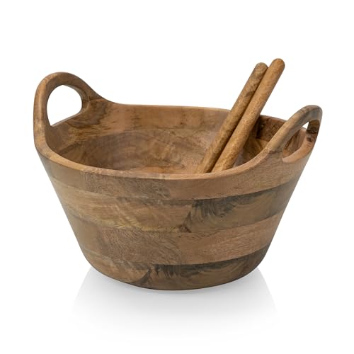 PICNIC TIME Ciotola Serving Bowl, Salad Bowl, Wooden Mixing Bowl, (Mango Wood)