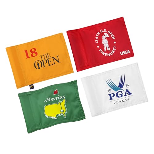 CoGolfing Grand Slam Golf Flag Mini, 8x6 Inch, Double-Sided Silk-Screened, Fade-Resistant 420D Nylon, Ideal for Backyard Practice Putting Green, 4-Pack