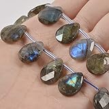 Natural Labradorite Faceted Teardrop Healing Gemstone Loose Beads for Jewelry Making Strand 15 Inch