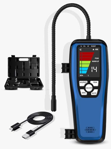 Aprvtio Refrigerant Leak Detector for Heat Pumps, ALD-200 ASHP Freon Leak Detector Battery Powered, Freon Sniffer Automotive Halogen Gas Leak Detector Detect R22, R134a, R415b, R417a