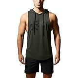 GYM REVOLUTION Men's 5 Pack Beast Workout Sleeveless Shirts Muscle Hooded Tank Gym Fitness Sleeveless Hoodies Black White Red Blue Green L