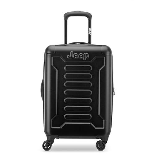 Jeep JH004C Hardside Expandable Luggage with Spinner Wheels, Black, Carry-On 20 Inch