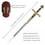 COSWOR 46.4" Solomon King Sword David Star Ceremonial Sword with Black Leather Handle for Collection, Display