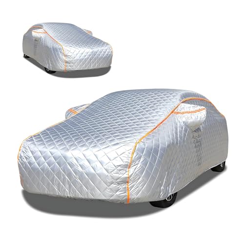 Hail Protector Car Cover Compatible with Honda Amaze 2013-2021, 5 Layers Thicken Hail Padded Car Cover, with Door Zipper Reflective Strip, Dust Protection n14m