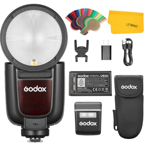 GODOX V1 Pro V1Pro S Round Head Camera Flash for Sony, 2.4G TTL Sony Speedlite HSS 1/8000s, 2980mAh Li-ion Battery, Detachable Sub Flash SU-1, Support Type-C Charge, M/TTL Flash Mode