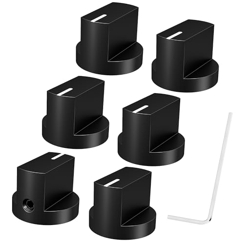 DAIERTEK Metal 6.35MM Potentiometer Knob 1/4 Shaft Guitar Pedal Knobs with Set Screw Black Aluminum Control Knob for Electric Guitar Amplifier Effect Pedal -6pcs