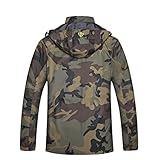 GIISAM Mens Windproof Jacket Waterproof Lightweight Mountain Sport Jacket for Men Hooded Windbreaker Raincoat(Green Camo,L)