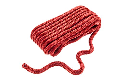 Seachoice Double-Braid Nylon Dock Line w/Eye Splice, Pre-Shrunk, Heat Stabilized, 1/2 in. X 20 Ft., Red