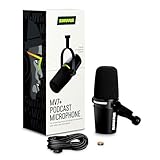 Shure MV7+ Podcast Dynamic Microphone. OBS Certified, Enhanced Audio, LED Touch Panel, USB-C & XLR Outputs, Auto Level Mode, Digital Pop Filter, Reverb Effects, Podcasting, Streaming, Recording -Black