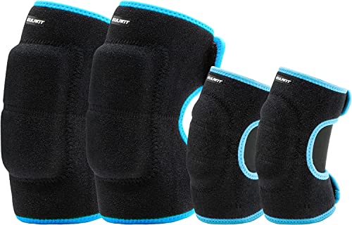 EULANT Adjustable Soft Elbow Pads and Knee Pads for Kids, Child Protective Pad Sets for Bicycle Roller Skating Basketball Football Volleyball Dancing Kneeling,Blue M