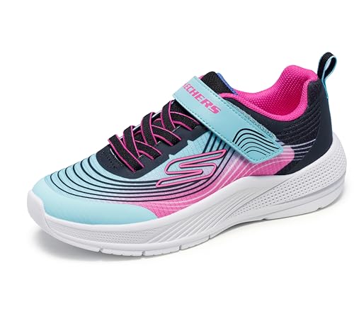 Skechers Girls MICROSPEC Advance Sneaker, Aqua/Purple, 4 Big Kid