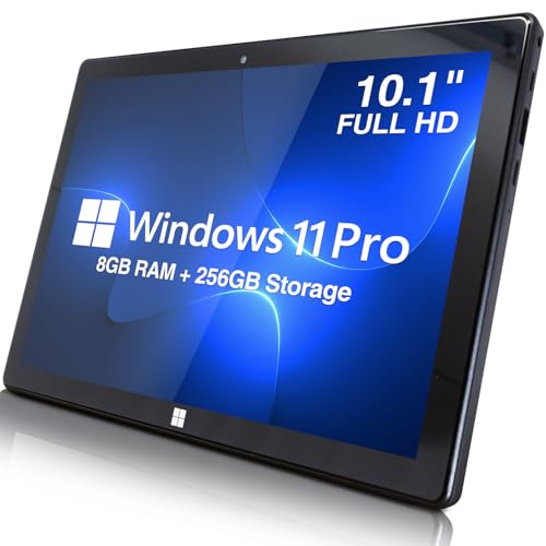 Fusion5 10.1" Windows 11 Professional Tablet PC - Ultra Slim Full HD Windows Tablet Computer - 8GB RAM, 256GB M.2 SSD, 10 Inch Display, 5G WiFi, Intel Quad-Core CPU, USB 3.0, Micro HDMI, Dual Cameras