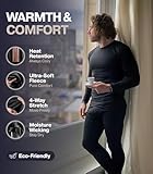 Thermajohn Long Johns Thermal Underwear for Men Fleece Lined Base Layer Set for Cold Weather (Medium, Black)