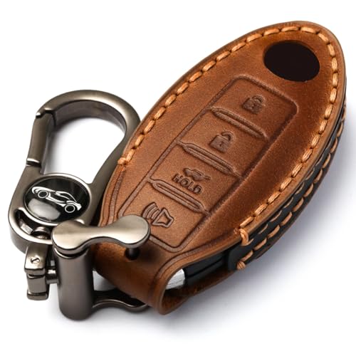 APEKUU Car Key Fob Cover, Soft Full Protection Key Case Shell Compatible with Nissan X-Trail Rogue Altima Quest Pathfinder Sentra Patrol CIMA Fuga Armada Teana Murano etc (B-Brown)