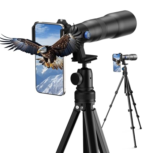 APEXEL 50x Telephoto Lens for iPhone & Android Phones | Wildlife Moon Photography Lens Kit with Universal Clip & Ball-Head Tripod | High-Definition Optical Zoom Lens for Landscapes & Target Viewing