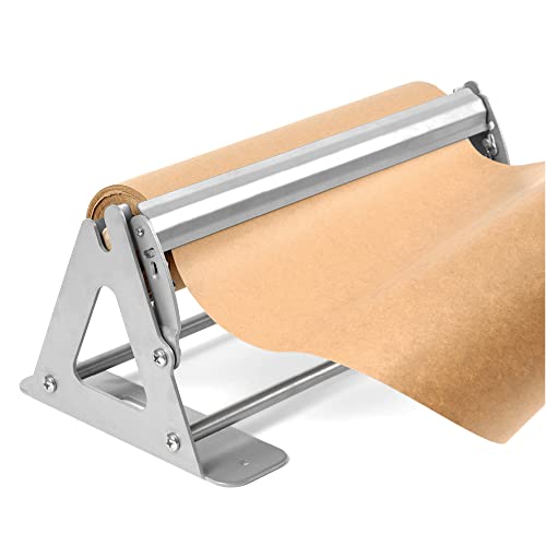 DIY Crew 12 Inch Paper Roll Dispenser and Cutter - Heavy-Duty Wall Mountable, Non Slip Tabletop - Kraft, Freezer, Butcher Paper - Up to 1000ft Rolls