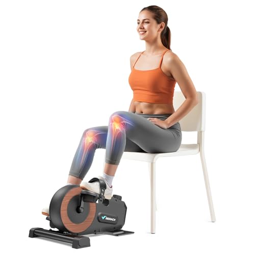 MERACH Under Desk Bike Pedal Exerciser, Mini Exercise Bike with 8-Level Magnetic Resistance, LCD Display & Anti-Slip Base, Eco-Friendly Portable Desk Bike for Office, Home, or Rehab