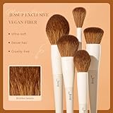 Jessup Makeup Brush Set 5Pcs Face Makeup Brushes Vegan Soft Foundation Brush Blush Brush Bronzer Contour Brush Highlighter Brush Fluffy Setting Powder Brush, Light Grey T493