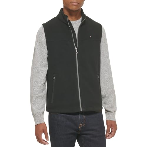 Tommy Hilfiger Men's Polar Fleece Vest, black, Large