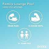 Intex Swim Center Inflatable Family Lounge Pool: Built-in Bench – Cup Holder – 156 Gallon Capacity – 90" x 86" x 31" – Blue