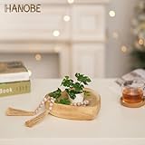 Hanobe Decorative Dough Wood Bowl: Small Heart Shaped Bowls for Decor Wooden Bowl for Table Centerpiece, Natural 7.8"