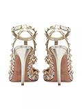 Valentino Garavani Women's Rockstud Tweed Pumps with Straps 100MM (Multi, US Footwear Size System, Adult, Women, Numeric, Medium, 7.5)