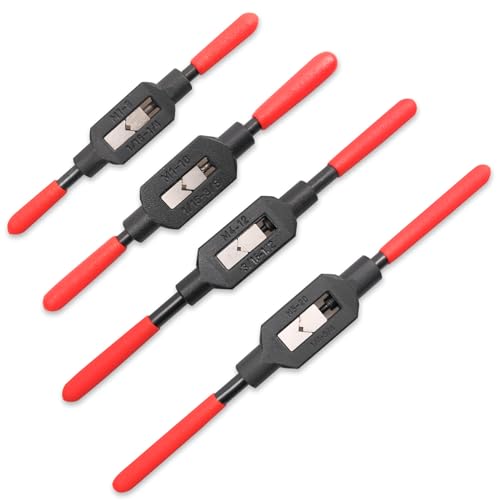 Olutacot 4 Pcs Adjustable Tap Wrench Screw Holder Reamer Hand Tool with Plastic Dipped Non-Slip Handle for Tap Reamer (1/4"-3/4", 3/16''-1/2'', 1/16''-3/8'', 1/16"-1/4")