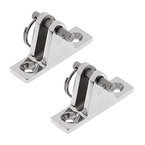 2PCS 316 Stainless Steel Boat Bimini Top Deck Hinge with Quick Release Pin&Ring， 90 Degree Boat Accessories Marine Kayak Canoe Yacht Cover (Type: with Quick Release Pin&Ring)