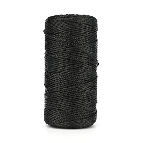 KINGLAKE 426 Feet Nylon Twine #36 Bank Line-Black Nylon String 2mm-100% Black Nylon Twine-Strong Twisted Seine Twine for Garden,Fishing,Outdoor Camping&Netting Home Improvement,Weatherproof