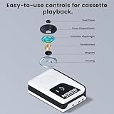 Reshow Portable Walkman Cassette Tape Player with Built-in Speaker and Headphone Jack, USB C Cassette to MP3 Converter, Reverse Recording to Tape, Cassette Tape Recorder, Full Stereo Sound-White