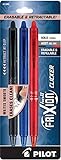 (2) Pilot Frixion Clicker Erasable Pen Black, Blue and Red Gel ink. 3 pack Bold, 1.0 mm, 11393