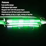 WOWTOU Roof Safety Flashing 56 LED Green White Emergency Strobe Light Bar for Vehicles Trucks, Strong Magnetic Warning Beacon Lights