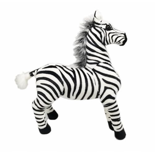 DOKUYIE 20" Inch Stand Realistic Plush Zebra Horse Toy, Soft and Cuddly Stuffed Animal, Great Gift for Kids and Adults (M)