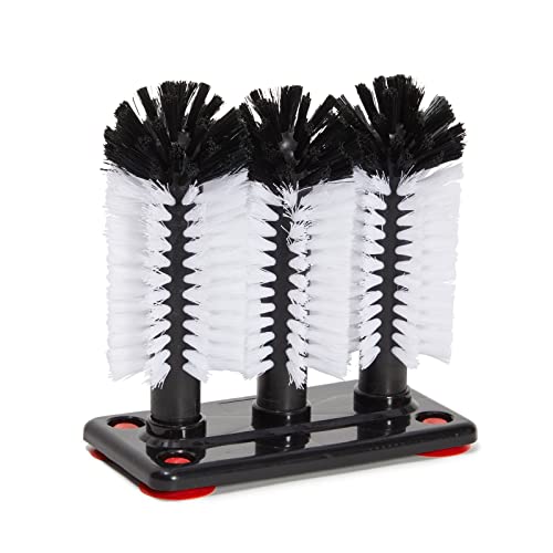 Bar Wine Glass Washer for Sink - 3 Head Bottle Brush Cleaner with Suction Base for Kitchen