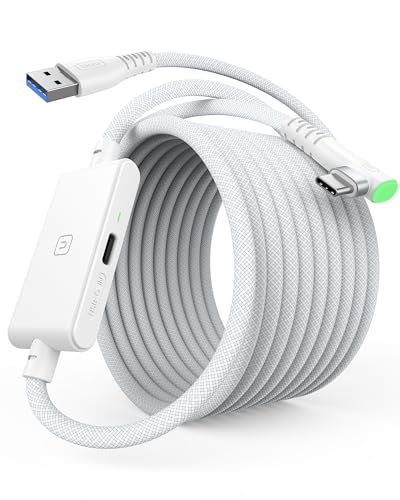 INIU 16ft Premium VR Link Cable with Charging, USB 3.0 Compatible with Meta Quest 3s, Oculus Quest 3/2/Pro, Pico 4, PC VR & Steam VR - Perfect White VR Accessory, Ideal Gift Choice