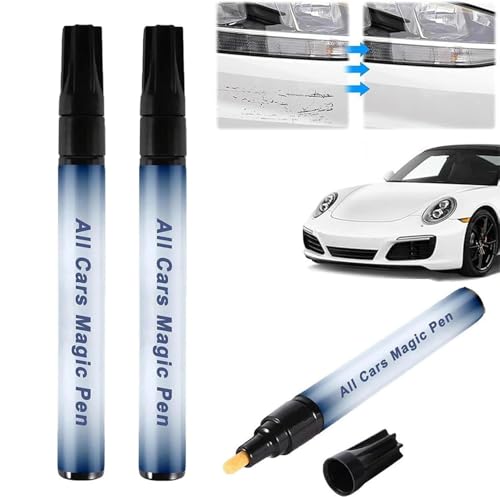 All Cars Magic Pen, Magic Car Scratch Removal Pen, Weatherproof Touch Up Paint Tool, Car Paint Scratch Remover for All Cars（2PCS)