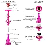 Hookah Set 4 Hose Hookah Shisha Set Complete Hookah Accessories Narguile Glass Vase, Ceramic Bowl and Coal Tongs Ashtray for Better Shisha Hookah Narguile Smoking (4 Hose Pink)