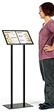 Poster Display 16-1/2” w x 47” h x 11-3/4” d Matte Black Finish Aluminum Metal Snap Frame Sign Holder – Freestanding Menu Stand Accommodates (2) 17” x 11” or (1) 8-1/2” x 11” Graphics