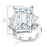 9 Carats Sterling Silver 925 Kim Kardashian Engagement Wedding Ring Emerald-Cut Cubic Zirconia