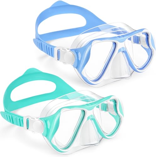 Freela 2 Pack Swim Goggles Kids Swimming Goggles for Kids 6-14 8-12 3-6 4-7 8-14 with Nose Cover Anti Fog 180° Clear View Water Pool Goggles Mask Childrens Boys Girls Toddler Youth 4 5 6 7 8 9 Years