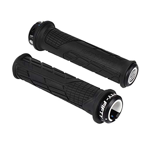 FIFTY-FIFTY Mountain Bike Handlebar Grips, Single Lock-on MTB Grips, Comfortable and Lock On, Non-Slip Bicycle Handle, Fit for All Mountain, Enduro, Downhill (Black)