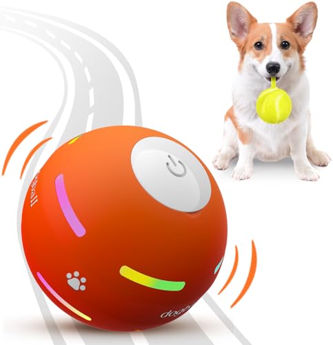 PetDroid Interactive Dog Toys Dog Ball,[2025 Newly Upgraded] Durable Motion Activated Automatic Rolling Ball Toys for/Small/Medium/Large Dogs,USB Rechargeable (Orange)